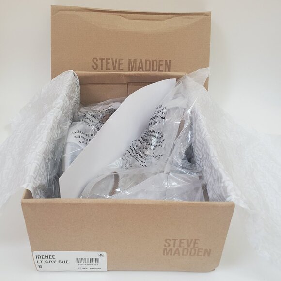 Steve Madden Irenee Gray Suede Block Heels - Like New With Box - Picture 8 of 12